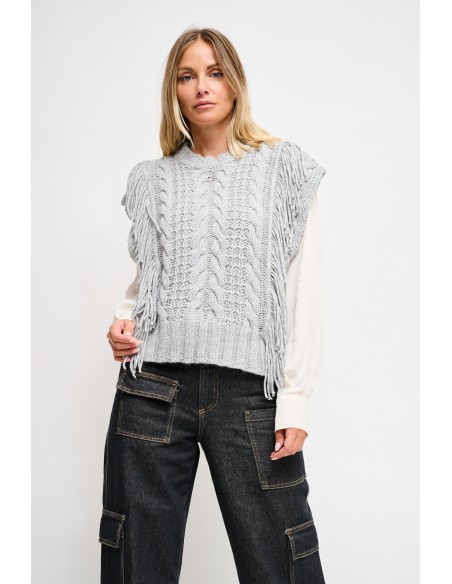 Gebreid vest met franjes Maryley
