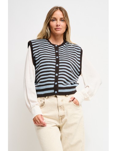 Gestreept gebreid vest Maryley