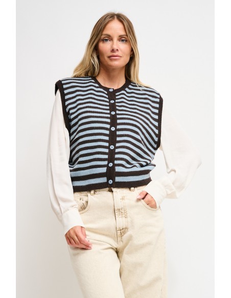 Gestreept gebreid vest Maryley