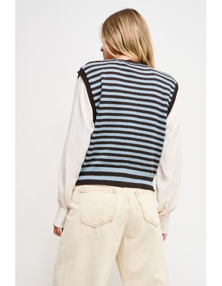 Gestreept gebreid vest Maryley
