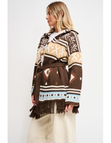 Cardigan met geometrisch patroon en ceintuur van Maryley