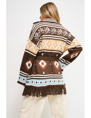 Cardigan met geometrisch patroon en ceintuur van Maryley