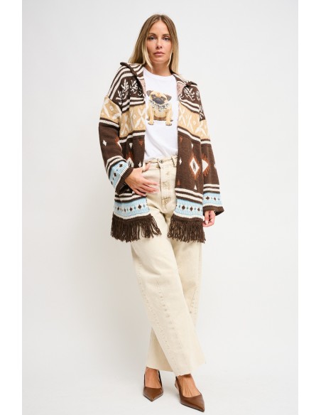 Cardigan met geometrisch patroon en ceintuur van Maryley