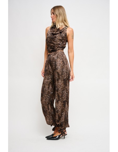 Maryley-broek met luipaardprint van viscose