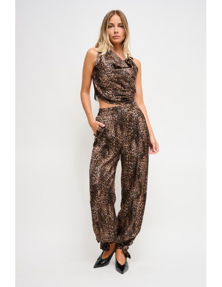 Maryley-broek met luipaardprint van viscose