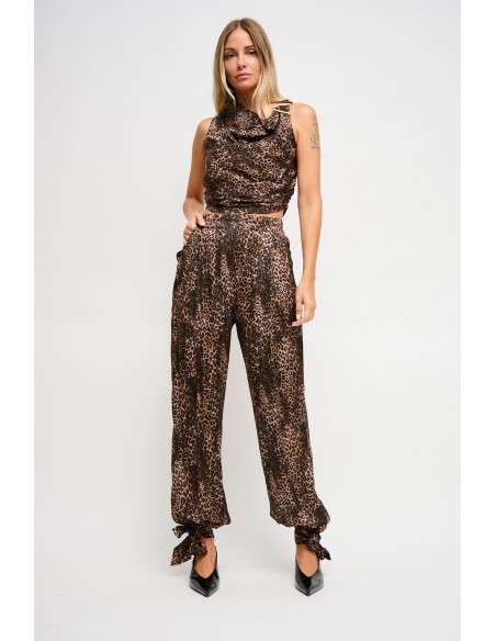 Maryley-broek met luipaardprint van viscose