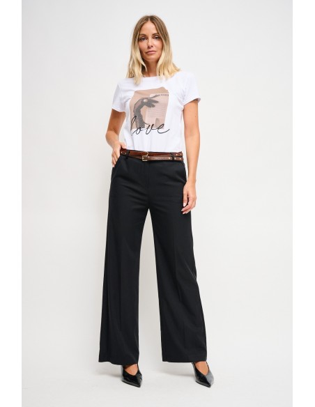 Palazzo-broek met dubbele tailleband Maryley