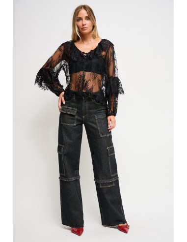 Maryley-kanten blouse met ruches