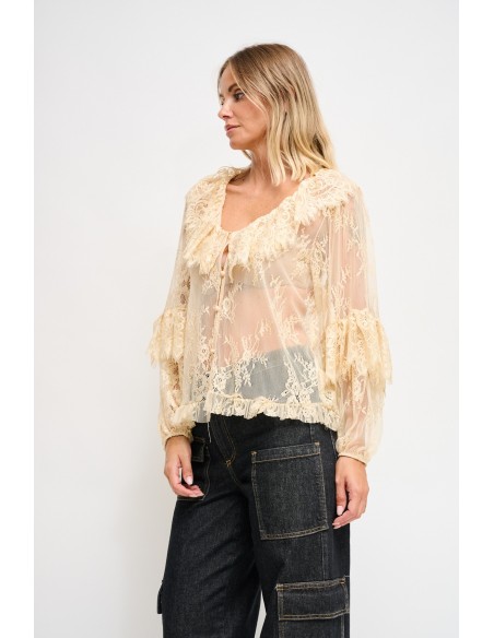Maryley-kanten blouse met ruches