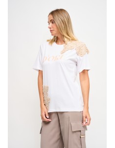 Maryley T-shirt met print en kanten inzetstukken 2