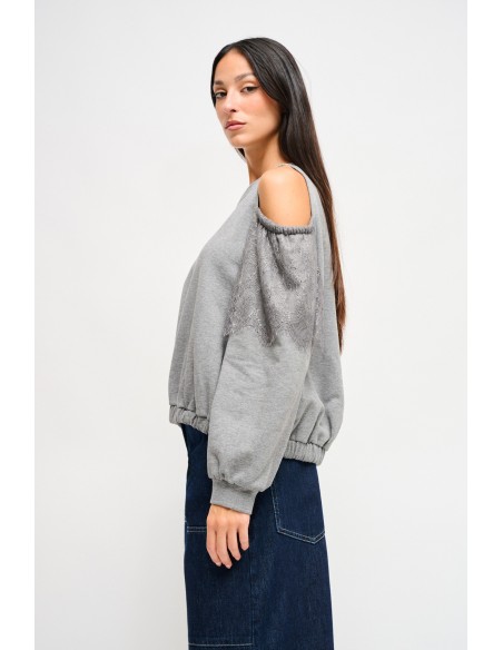 Katoenen sweater met blote schouders van Maryley