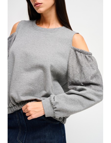 Katoenen sweater met blote schouders van Maryley