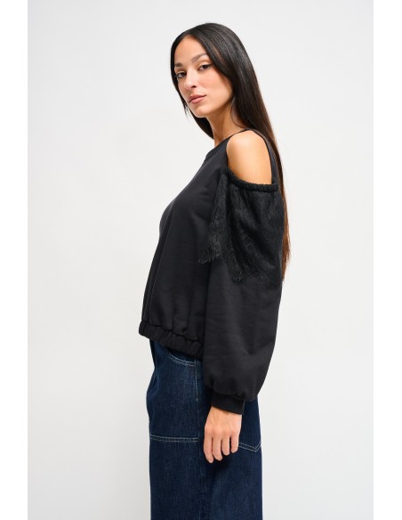Katoenen sweater met blote schouders van Maryley
