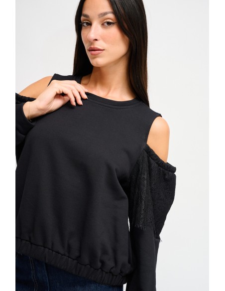 Katoenen sweater met blote schouders van Maryley