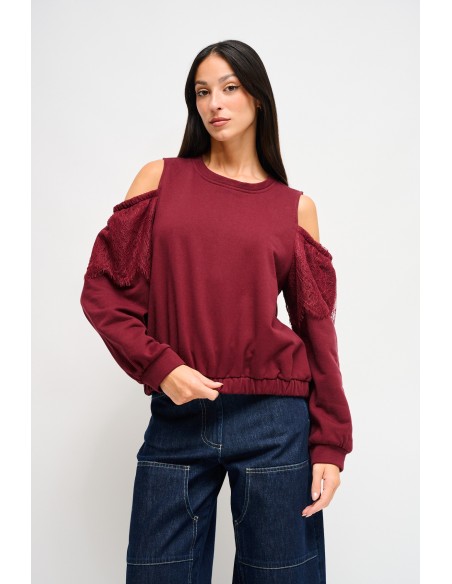 Katoenen sweater met blote schouders van Maryley