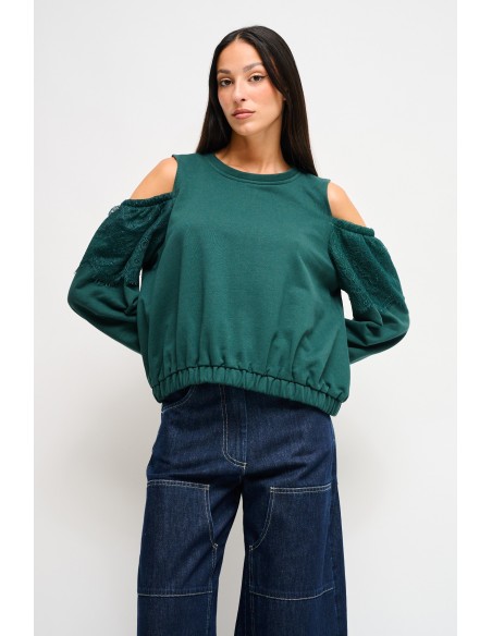 Katoenen sweater met blote schouders van Maryley