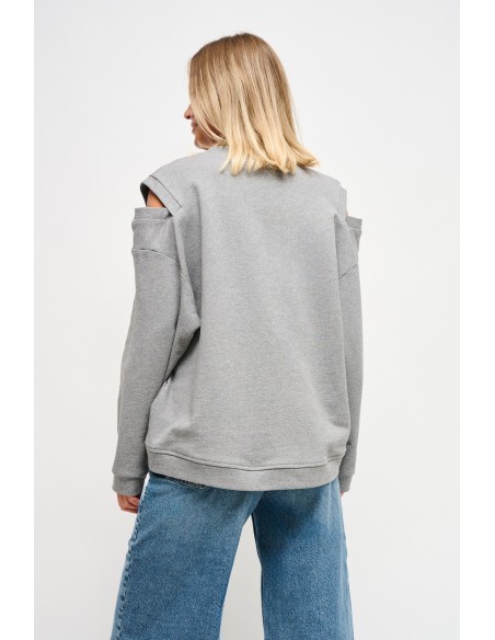 Sweatshirt met uitsparingen op de schouders en juweelspeldjes Maryley