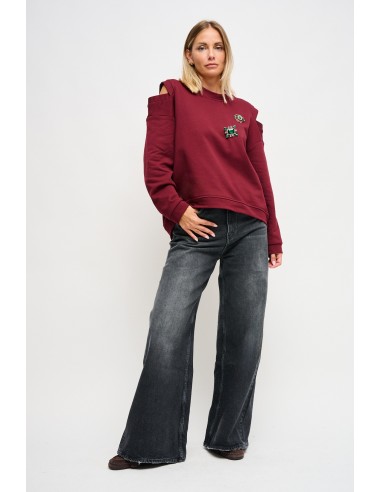 Sweatshirt met uitsparingen op de schouders en juweelspeldjes Maryley