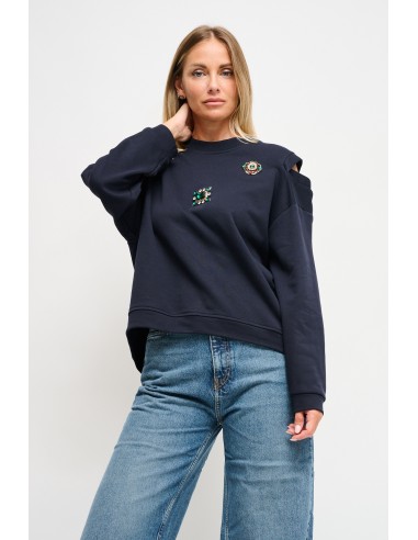 Sweatshirt met uitsparingen op de schouders en juweelspeldjes Maryley
