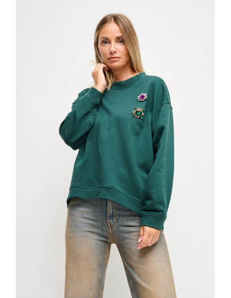 Katoenen sweater met sieradenbroches Maryley