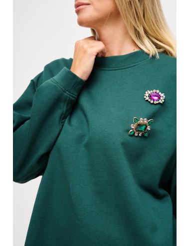 Katoenen sweater met sieradenbroches Maryley
