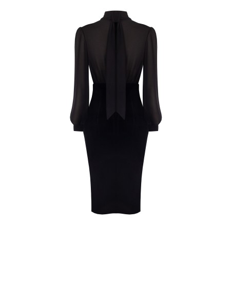 2-delige jurk met top van georgette en fluwelen rok met kettingen en hangers Rinascimento