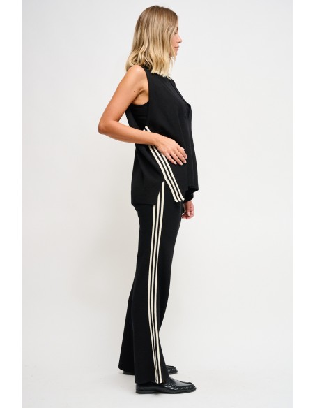 Gebreide broek met zijbiezen Maryley