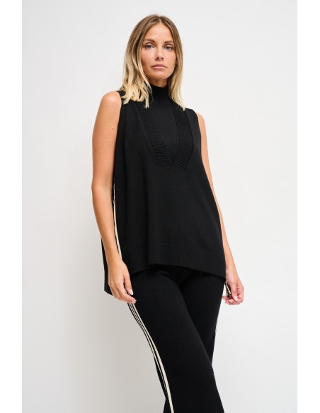 Gebreid vest met zijbanden Maryley