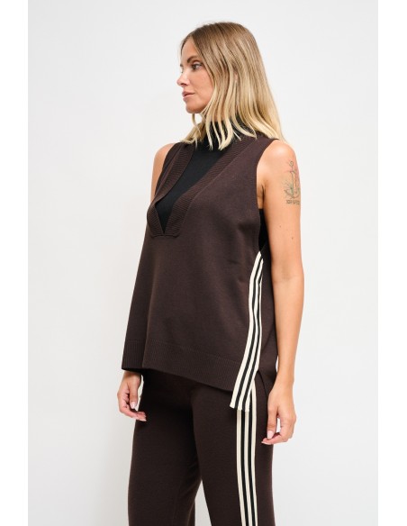 Gebreid vest met zijbanden Maryley