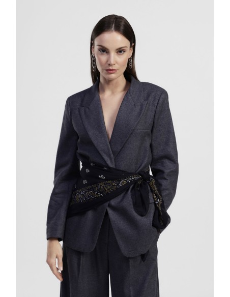 Blazer met een in de taille geknoopte sjaalceintuur Dixie