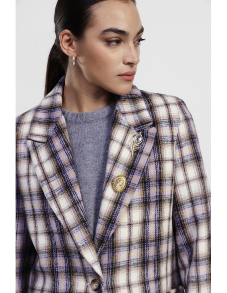 Geruite blazer met klepzakken en sierknopen Dixie