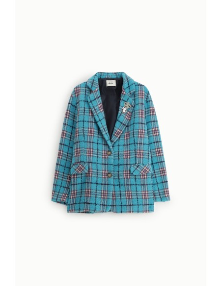 Dixie geruite blazer met éénknoopsluiting
