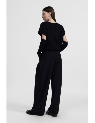 Wijde broek met hoge taille en plooien Dixie