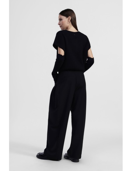 Wijde broek met hoge taille en plooien Dixie