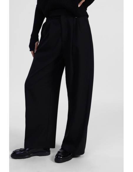 Wijde broek met hoge taille en plooien Dixie
