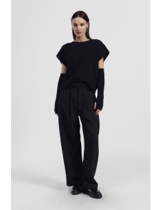 Wijde broek met hoge taille en plooien Dixie