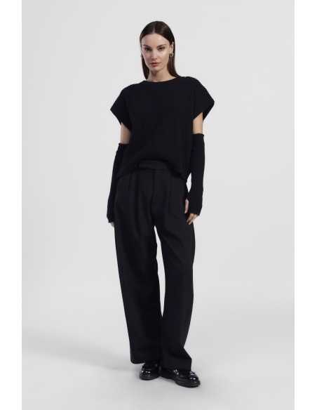 Wijde broek met hoge taille en plooien Dixie