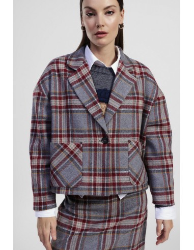 Korte geruite blazer met opgestikte zakken Dixie