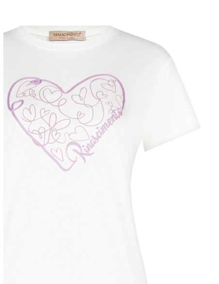 Regular katoenen T-shirt met geborduurd hartje van Rinascimento