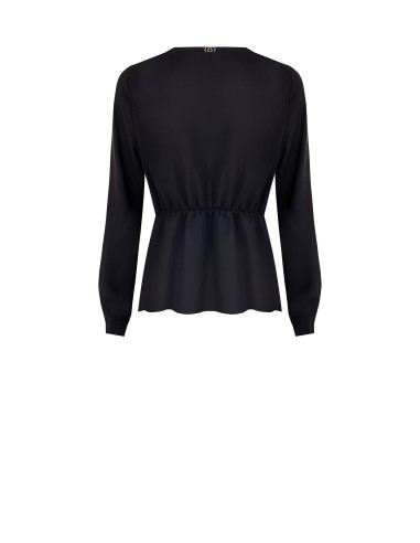 Blouse van mat satijn met gekruiste V-hals Rinascimento