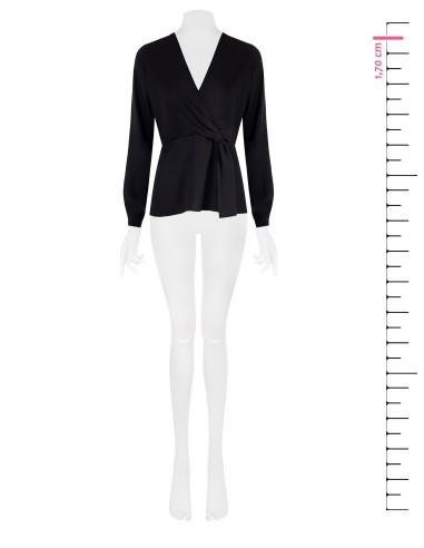 Blouse van mat satijn met gekruiste V-hals Rinascimento