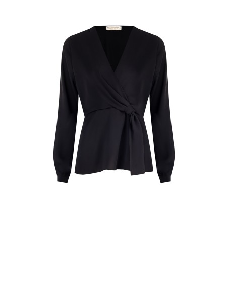 Blouse van mat satijn met gekruiste V-hals Rinascimento