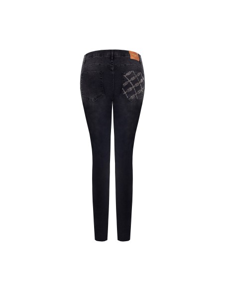 Skinny jeans met stretch en strass-logo op de achterzak van Rinascimento