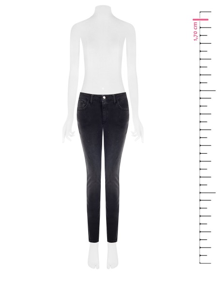 Skinny jeans met stretch en strass-logo op de achterzak van Rinascimento