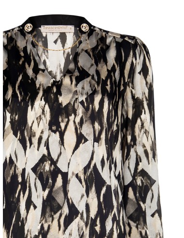 Wijde satijnen blouse met afneembare knopen en ketting van Rinascimento