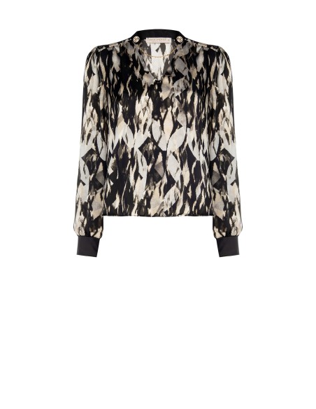 Wijde satijnen blouse met afneembare knopen en ketting van Rinascimento