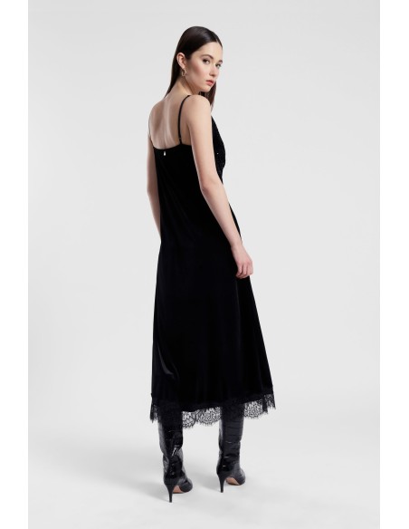 Midi-jurk met dunne bandjes en kanten details Dixie