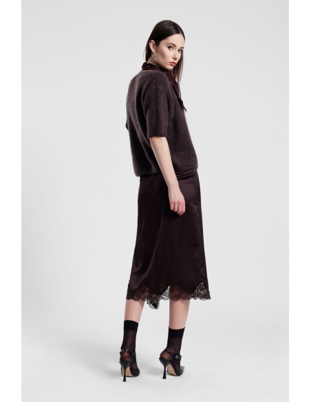 Dixie midi-rok met kanten inzet en rand