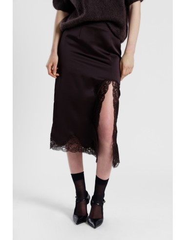 Dixie midi-rok met kanten inzet en rand