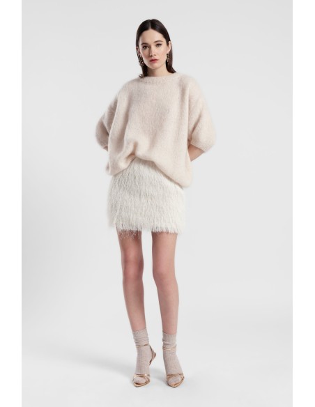 Korte rok met franjes en bontlook Dixie